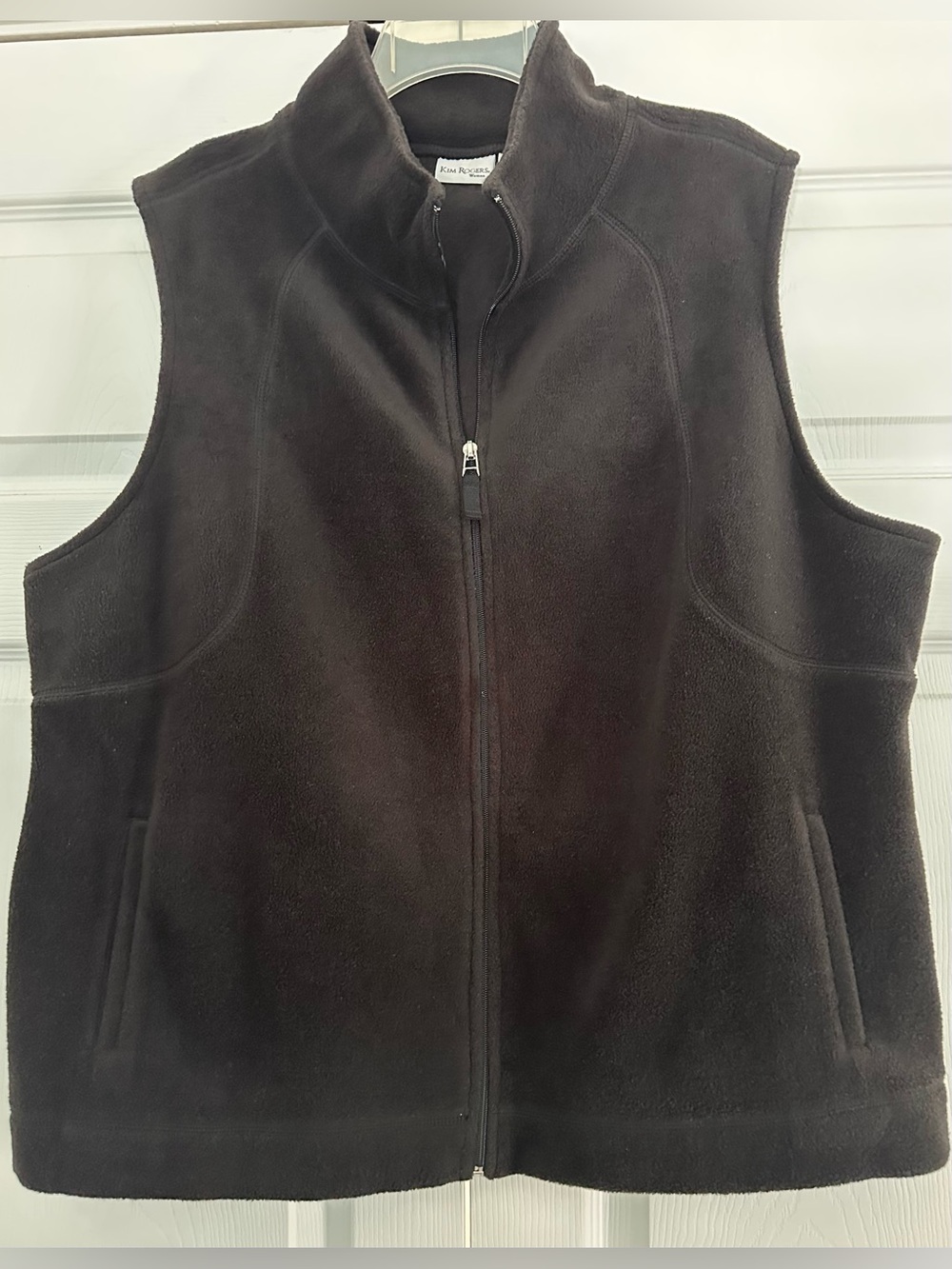 Cozy Kim Rogers Black Fleece Front Zip Vest Sz 2X Cottagecore